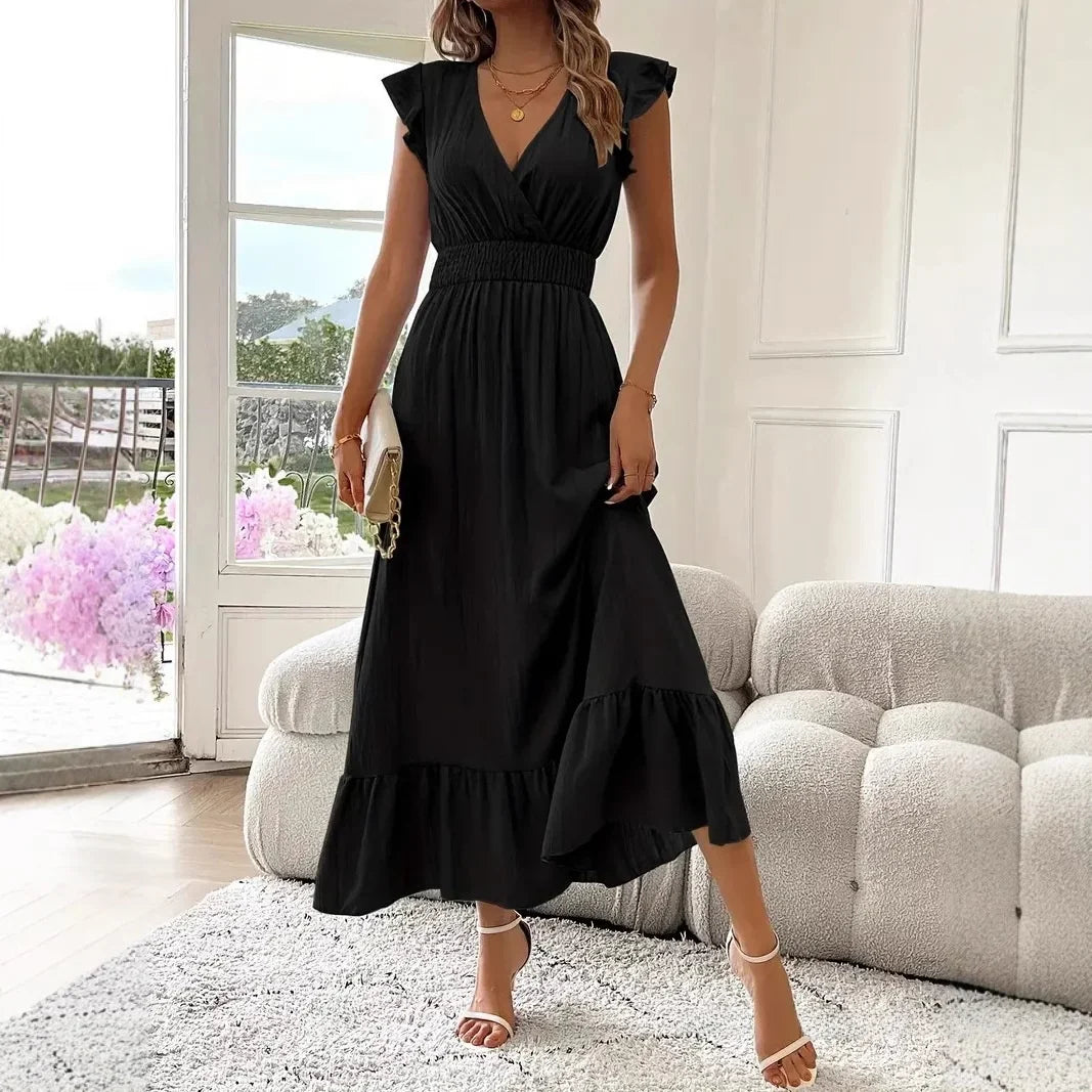 Sofia |  Elegantes Sommer Maxikleid mit V-Ausschnitt 2