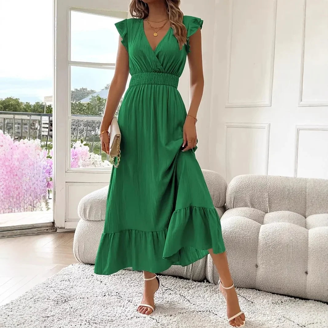 Sofia |  Elegantes Sommer Maxikleid mit V-Ausschnitt 3