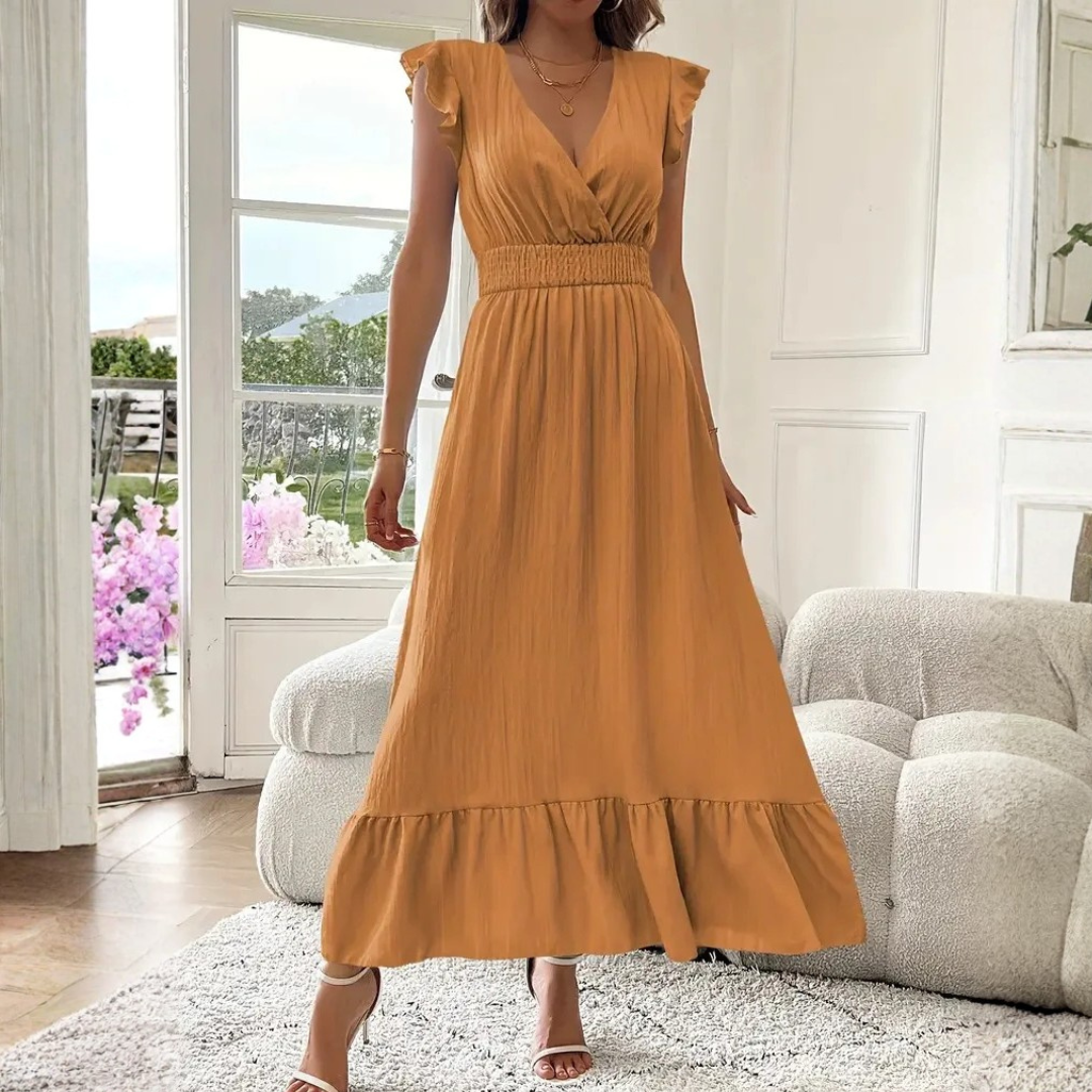 Sofia |  Elegantes Sommer Maxikleid mit V-Ausschnitt 7