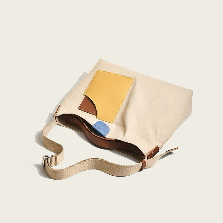 Sophia | Modernes Farbblock PU-Leder Canvas Tragetasche 1