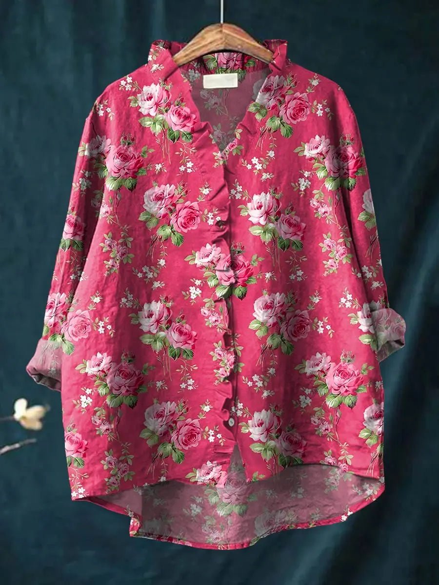 Sophie | Elegante und atmungsaktive Leinenbluse mit Blumenmuster 0