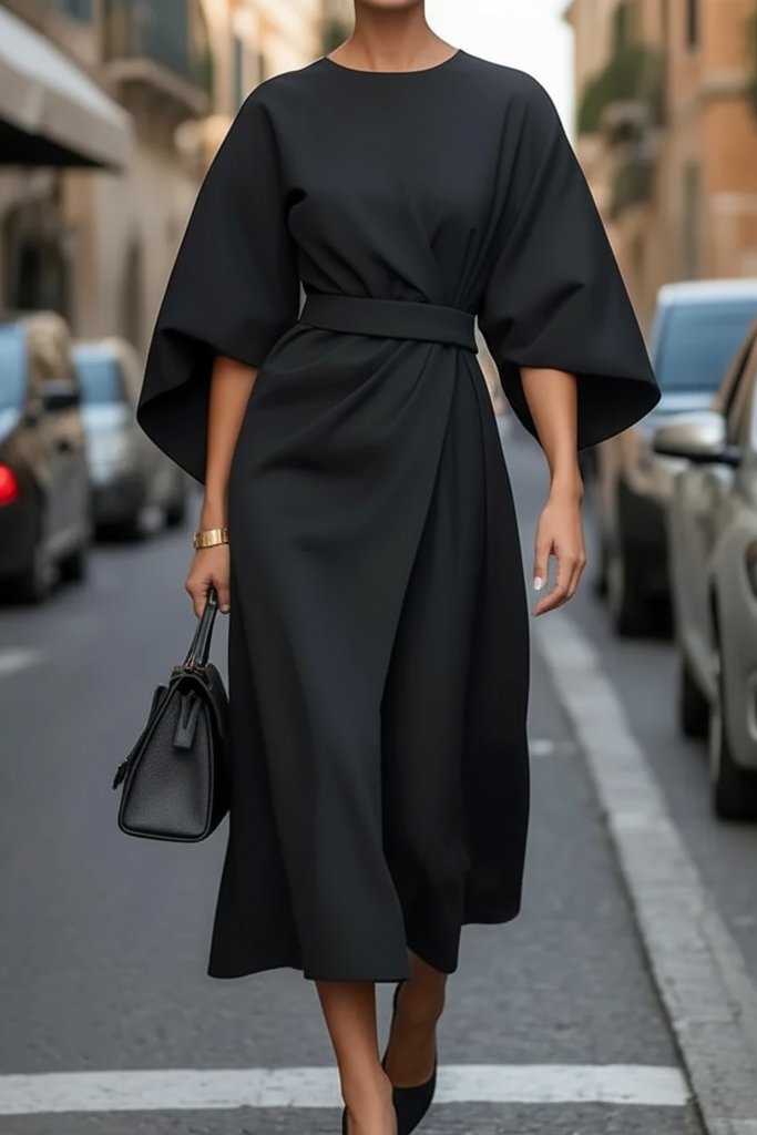 Sophie | Elegantes Midikleid mit Laternenärmeln und Wickelgürtel 3