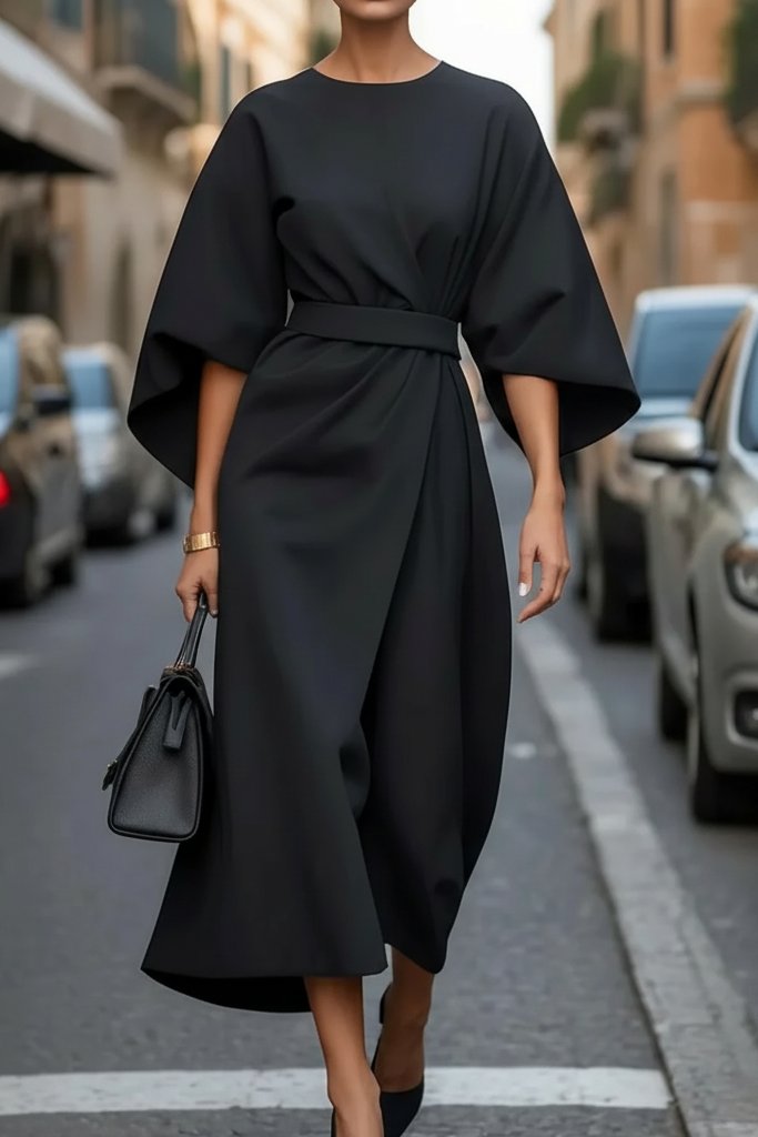 Sophie | Elegantes Midikleid mit Laternenärmeln und Wickelgürtel 8