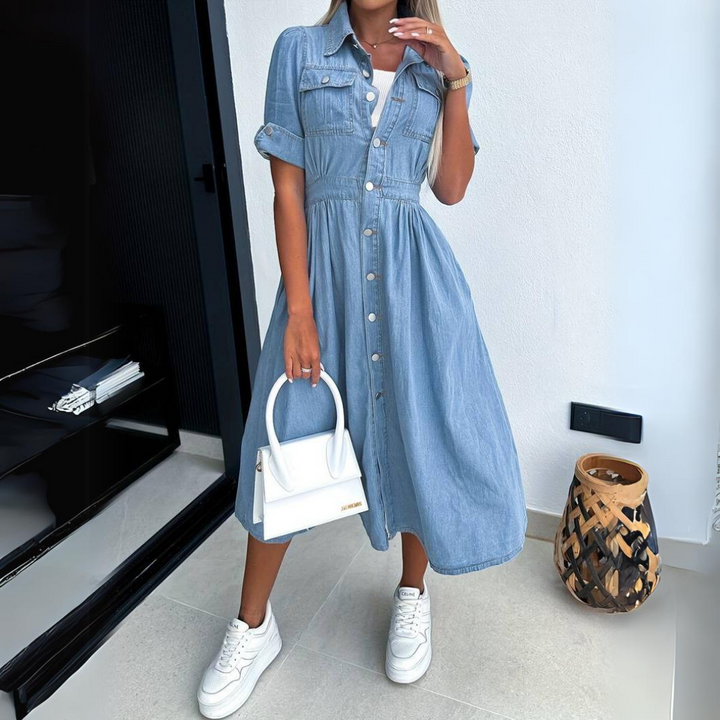 Sophie | Elegantes, Feminines &amp; Vielseitiges Jeans-Midikleid 0