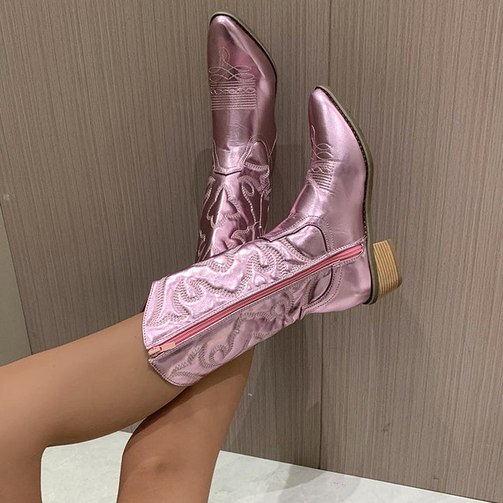Stefanie | Elegante und bequeme Cowboystiefel in Metallic Optik 1