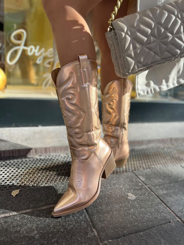 Stefanie | Elegante und bequeme Cowboystiefel in Metallic Optik 4