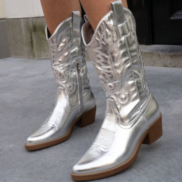 Stefanie | Elegante und bequeme Cowboystiefel in Metallic Optik 7