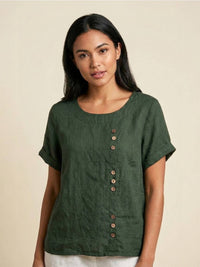 Olivia | Airy Linen Blouse with Button Details