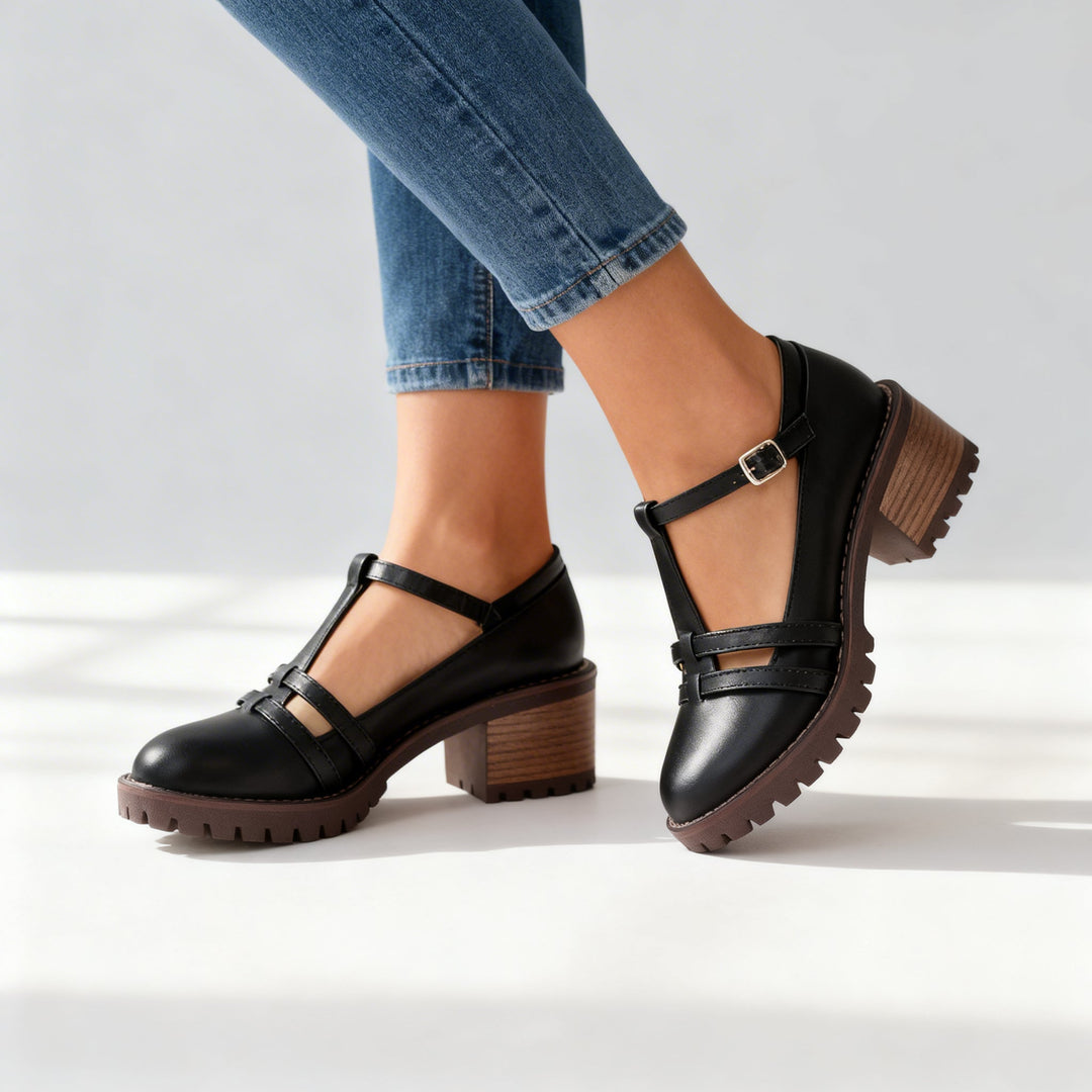 Valentina | T-Riemen Blockabsatz Loafer Elegant Komfortabel Stilvoll 0