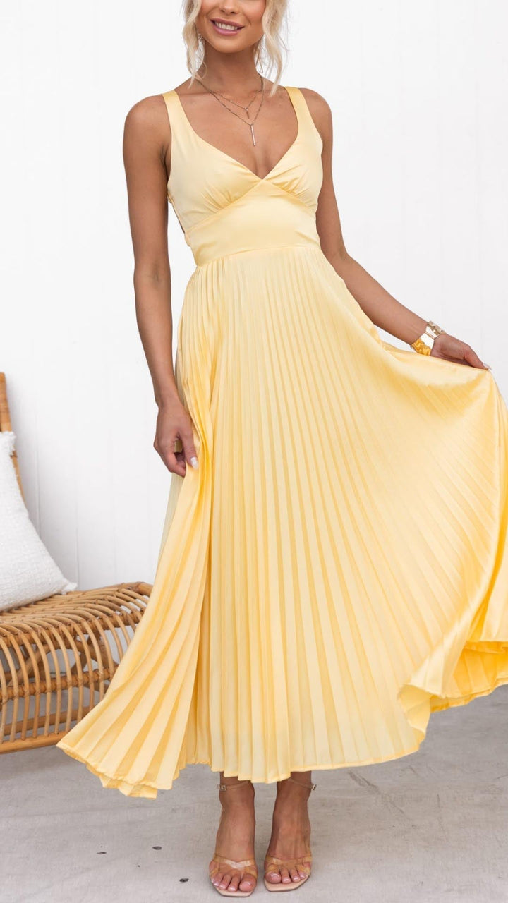 Valeria | Elegantes Maxikleid Sommer mit Fließendem Plissee-Design für Festliche Anlässe 1