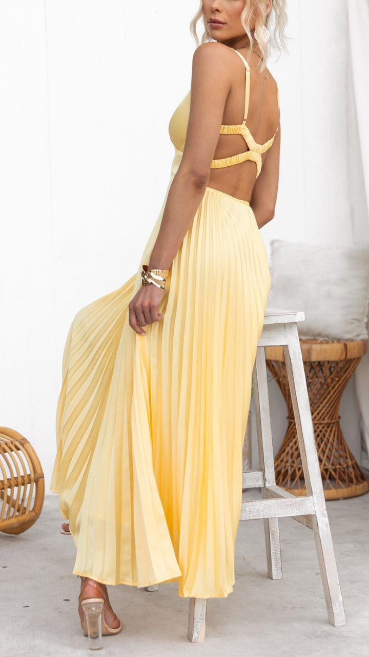 Valeria | Elegantes Maxikleid Sommer mit Fließendem Plissee-Design für Festliche Anlässe 3