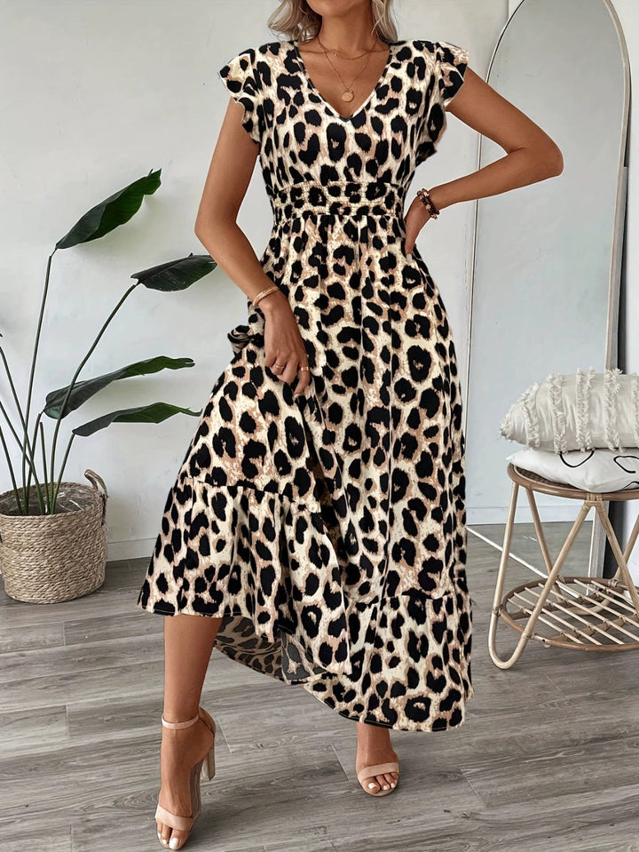 Vera | Elegantes Festliches Kleid für Damen – Fließendes Midi mit V-Ausschnitt und Allover-Print 9