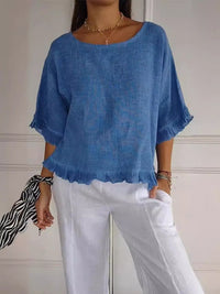 Marina | Airy Women's Blouse with Fringe Look for Summer