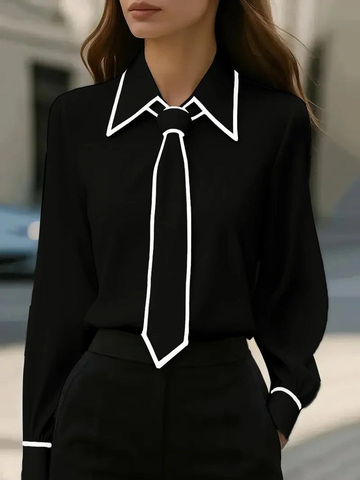 Victoria | Elegante und professionelle Bluse mit Kontrastbesatz 2