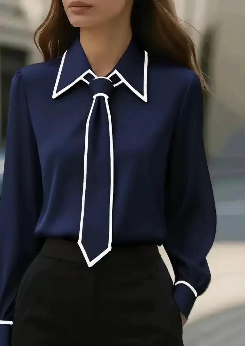Victoria | Elegante und professionelle Bluse mit Kontrastbesatz 4