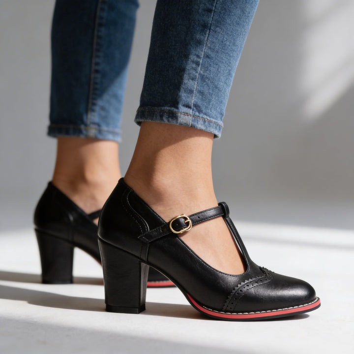 Violetta | Damen Schuhe Schuhe Damen T-Riemen Blockabsatz Elegant Bequem 0