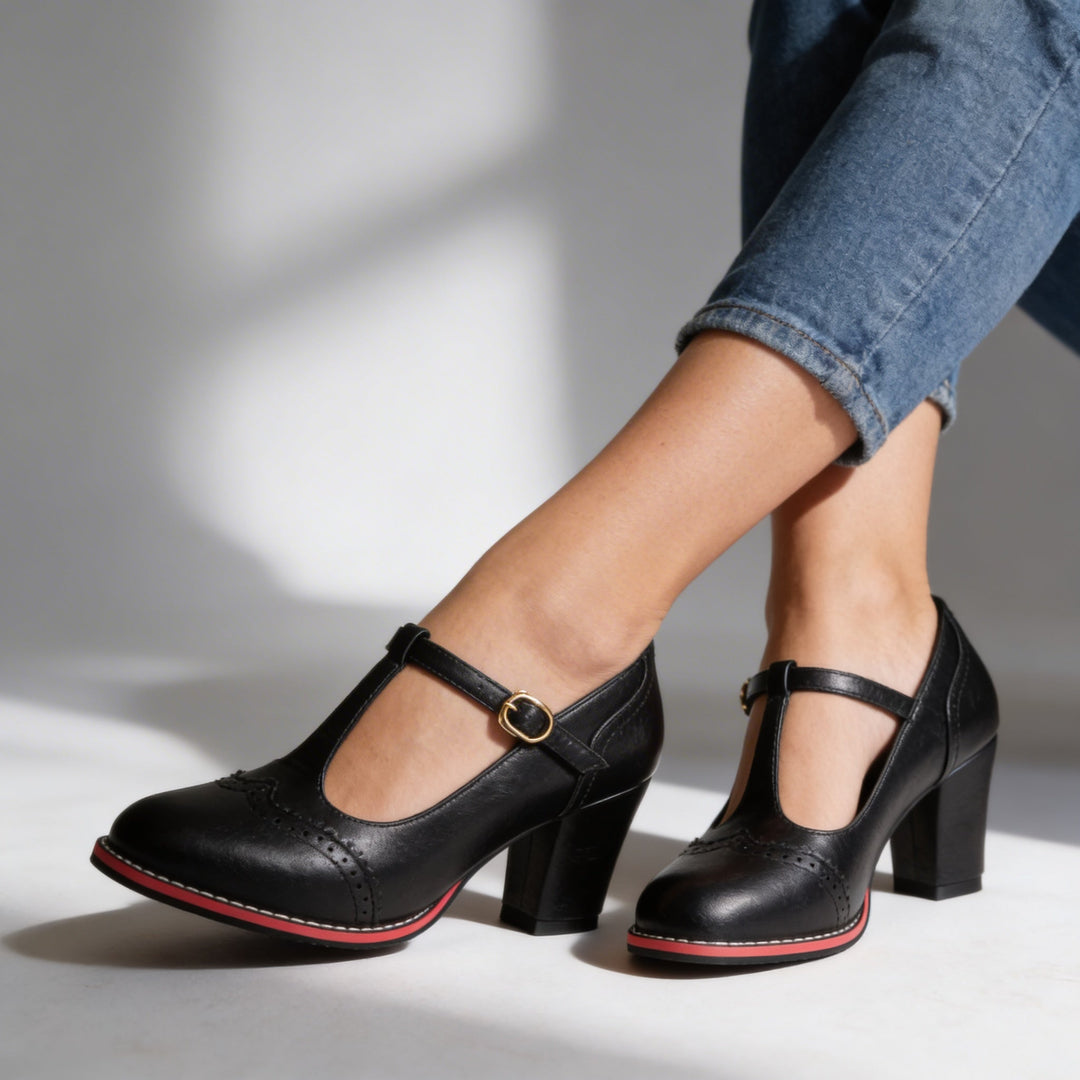 Violetta | Damen Schuhe Schuhe Damen T-Riemen Blockabsatz Elegant Bequem 3