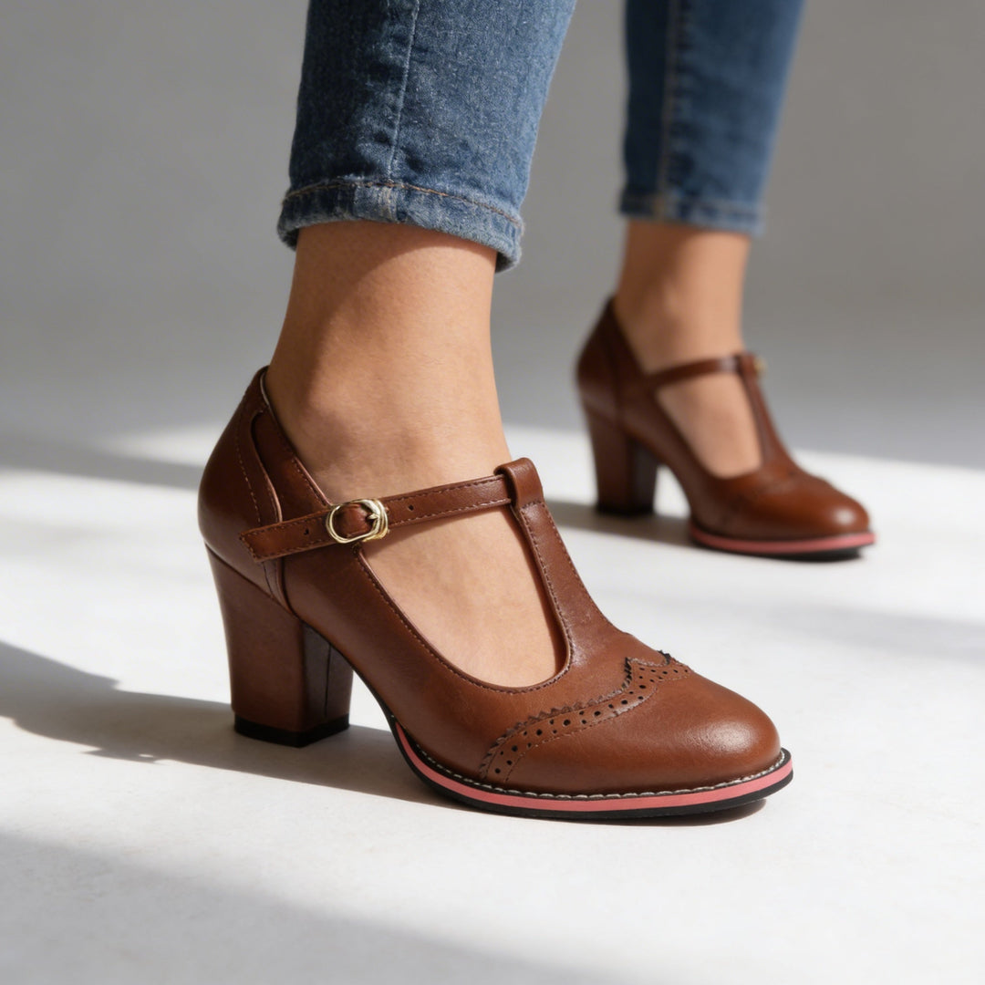 Violetta | Damen Schuhe Schuhe Damen T-Riemen Blockabsatz Elegant Bequem 4