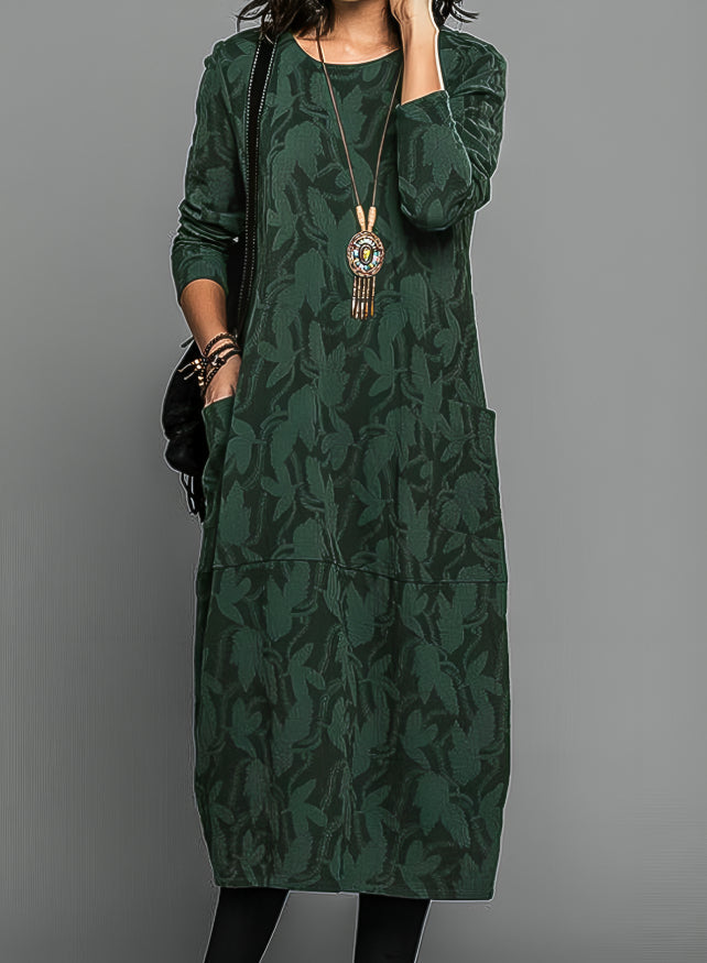 Viva | Elegantes Midi Kleid mit Rundhalsausschnitt und Seitentaschen 0
