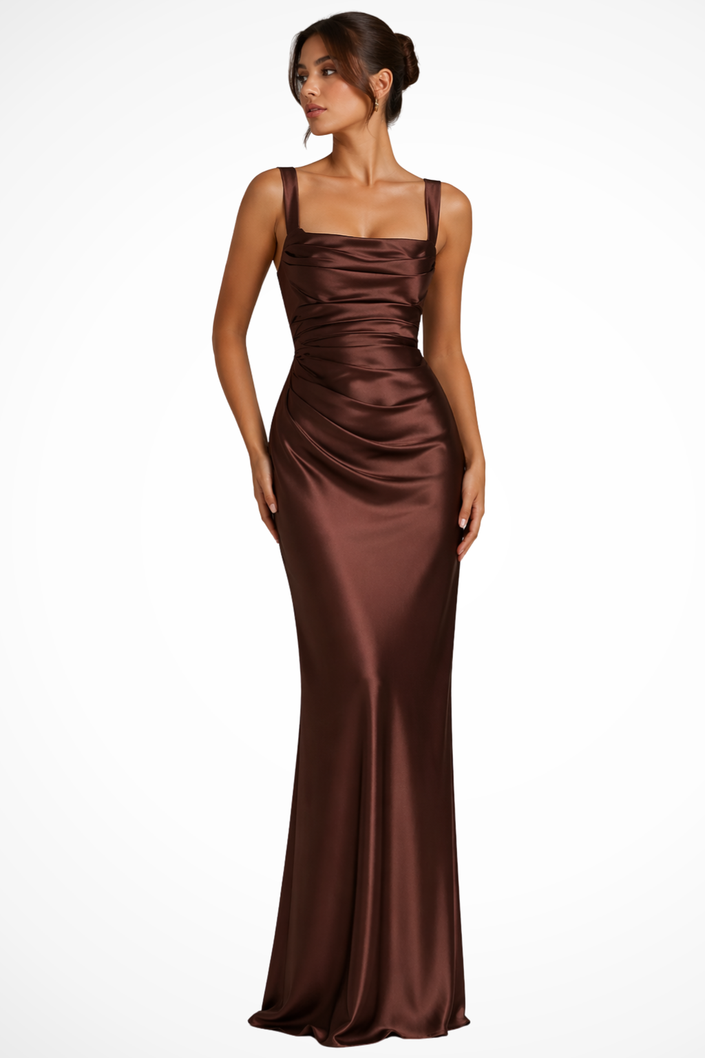 Vivia | Maxikleid Satin Quadratischer Ausschnitt Elegante Silhouette 2