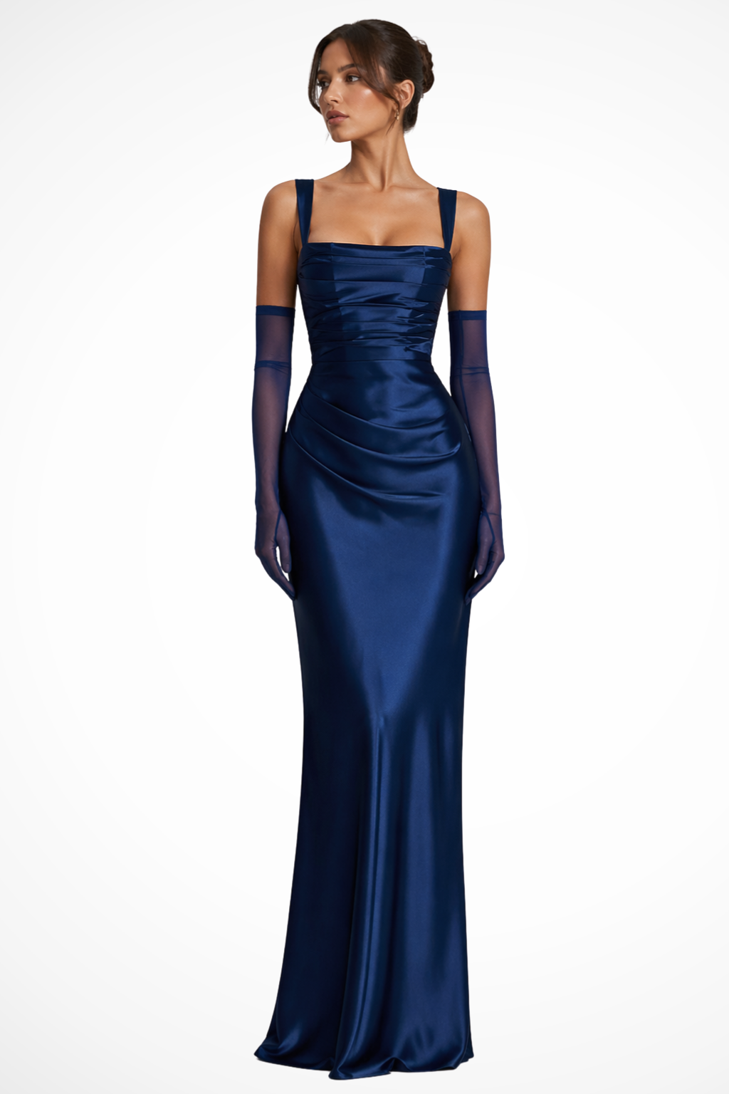 Vivia | Maxikleid Satin Quadratischer Ausschnitt Elegante Silhouette 3