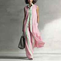 Lea | Stylish Sleeveless Two-Piece with Wide Legs