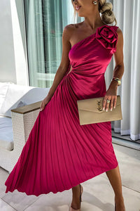 Christin | One-Shoulder Wedding Guest Dress with Pleated Design