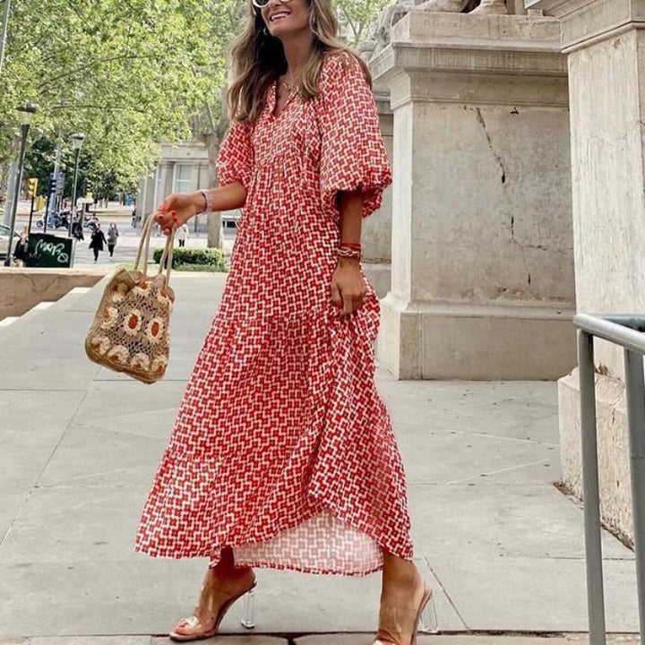 Zaria | Fließendes, Elegantes Boho Maxikleid mit Allover-Print für den Sommer 1