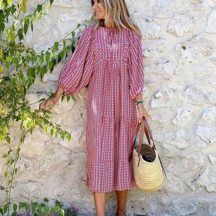 Zaria | Fließendes, Elegantes Boho Maxikleid mit Allover-Print für den Sommer 14
