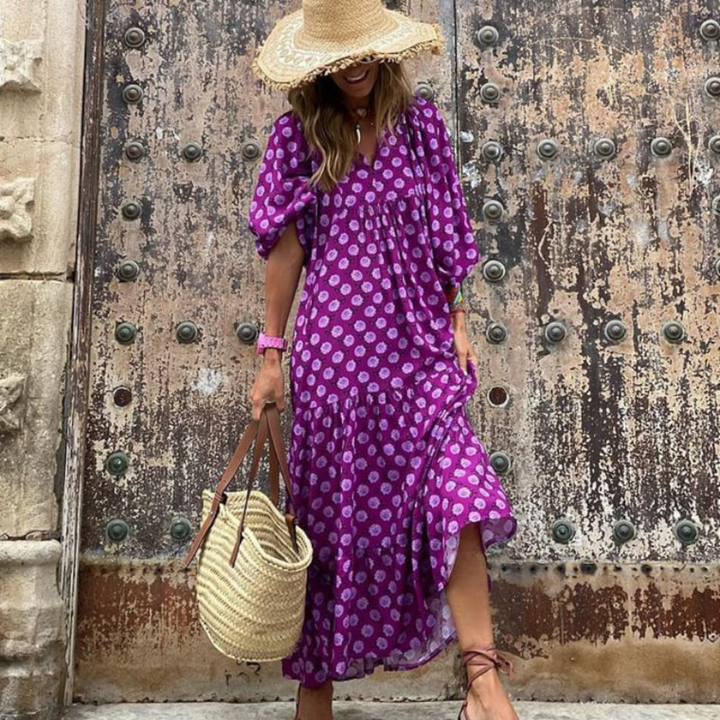 Zaria | Fließendes, Elegantes Boho Maxikleid mit Allover-Print für den Sommer 15
