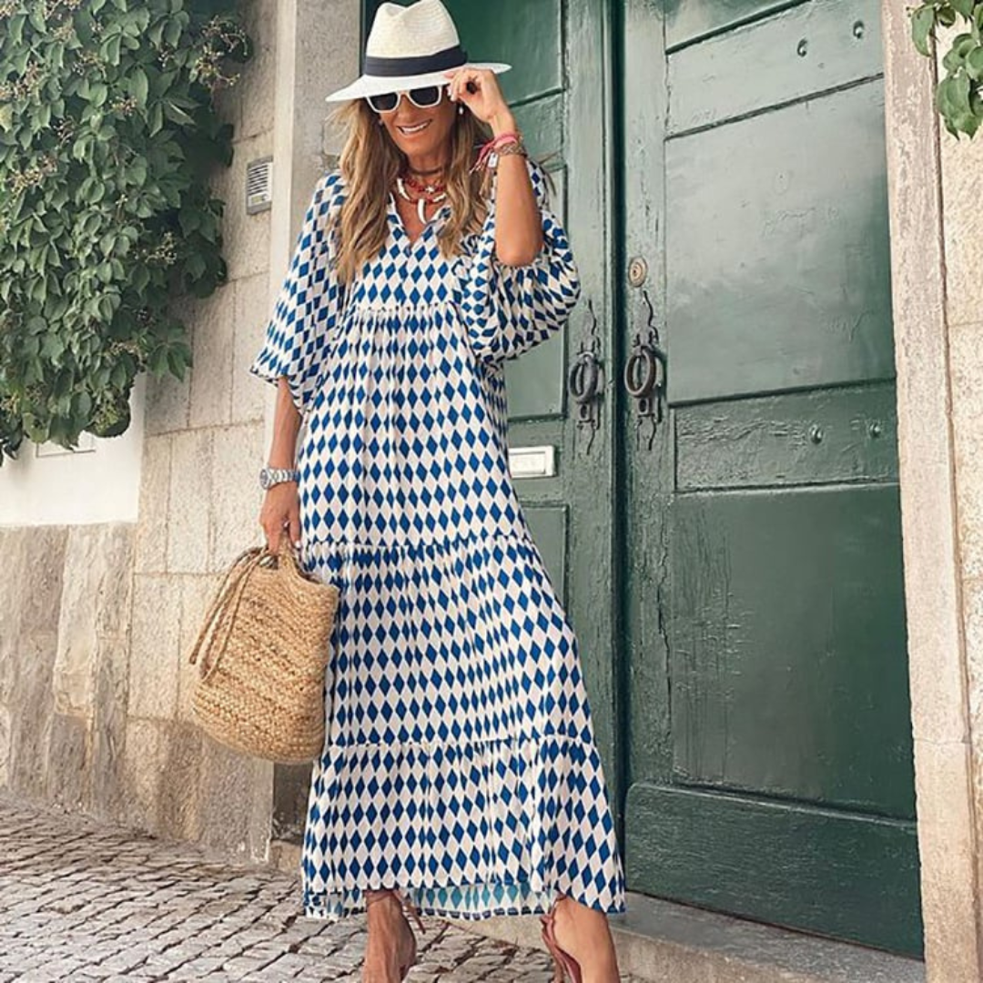 Zaria | Fließendes, Elegantes Boho Maxikleid mit Allover-Print für den Sommer 18