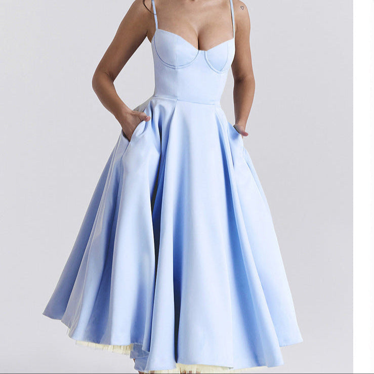 Zylo | Romantisches Bustier Midi Kleid High-Low Tüllrock 1
