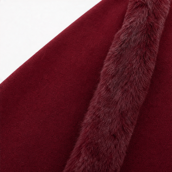 Wearbella | Hooded Knit Cape Coat mit Faux-Fur-Besatz