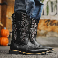 Jack | Classic Men's Leather Cowboy Boots With Western Embroidery