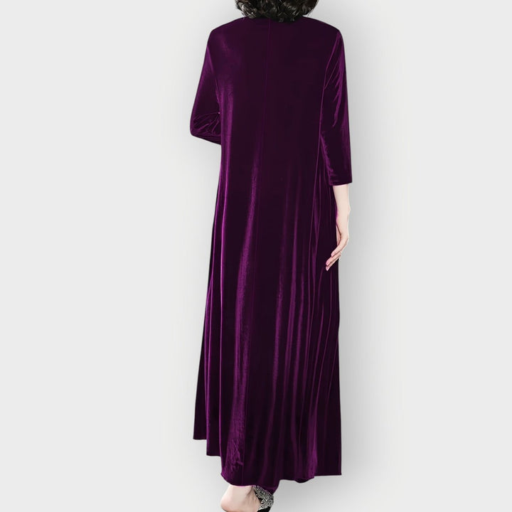 Elisabeth | Samt Maxi-Kleid – Elegantes langärmliges Design für Frauen
