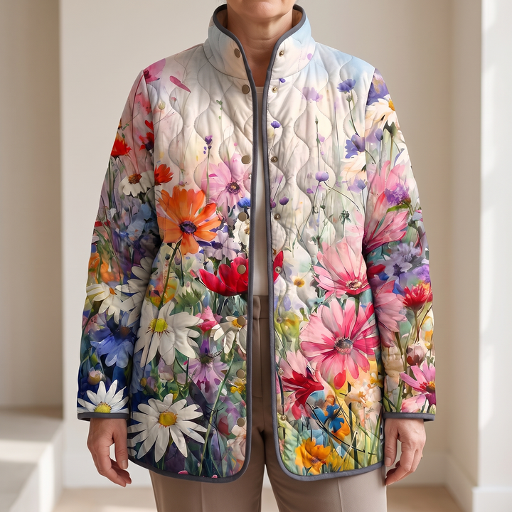Mira | Quilted Jacket – Elegante Blumenmuster für Frauen