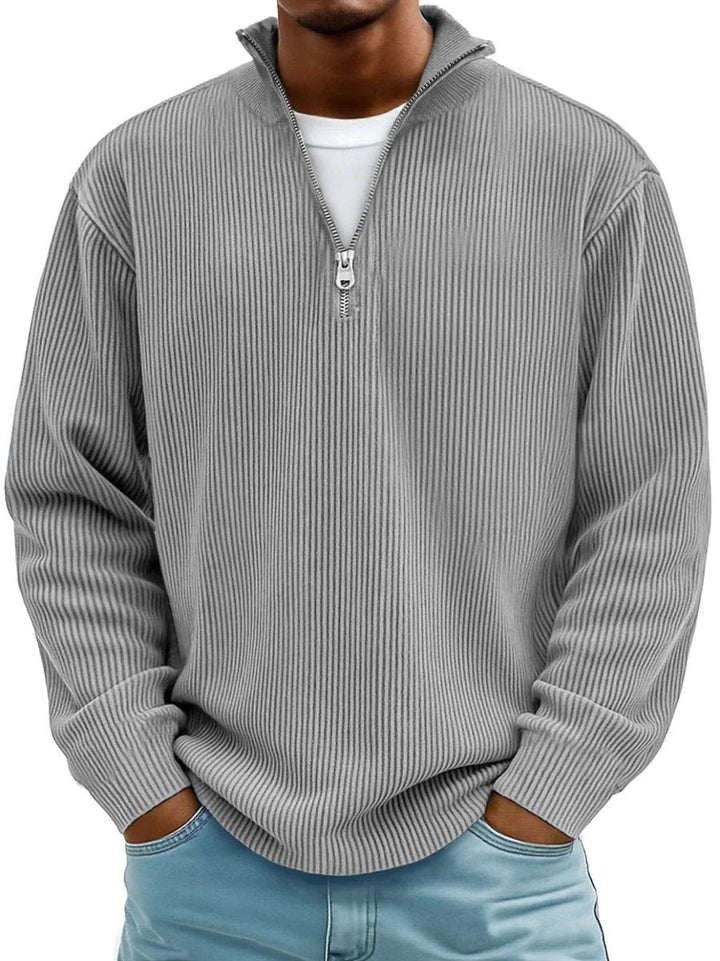 Simon | Rippstrick Quarter-Zip Pullover für Herren