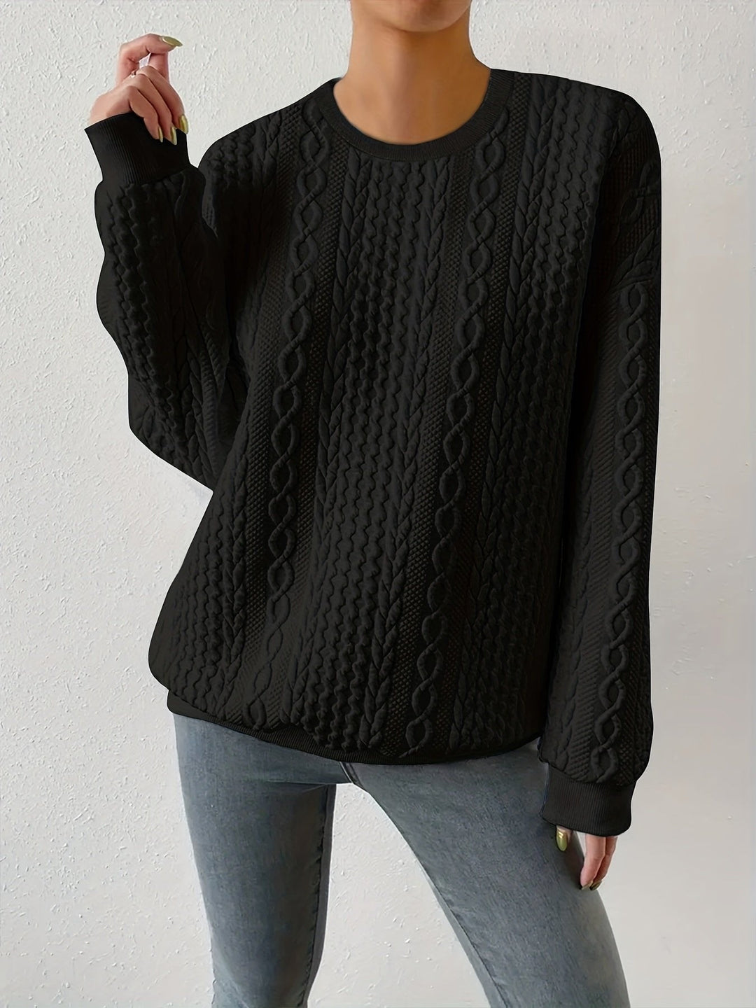 Joyce | Textured Cable-Knit Sweatshirt – Zeitlos Elegant