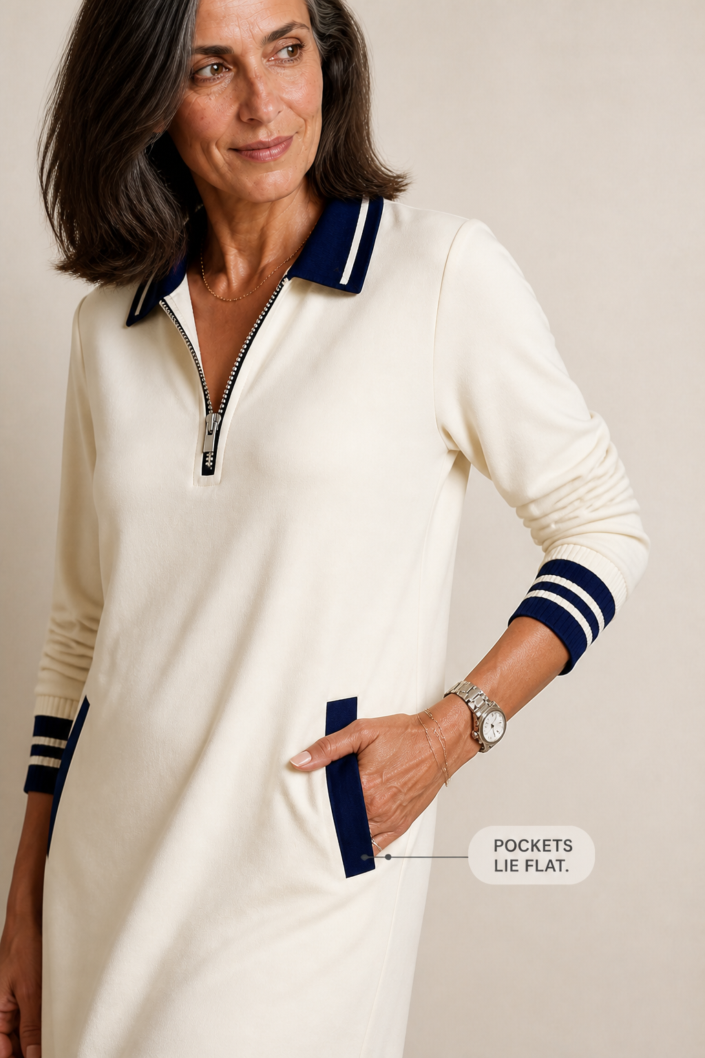 Colvera | Quarter-Zip Sweatshirt-Kleid für Frauen
