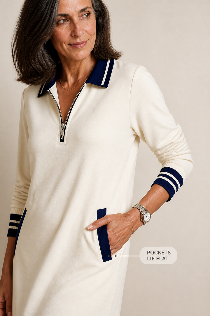 Colvera | Quarter-Zip Sweatshirt-Kleid für Frauen