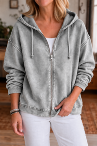 Jessica | Casual hooded jacket with a zipper and a washed finish