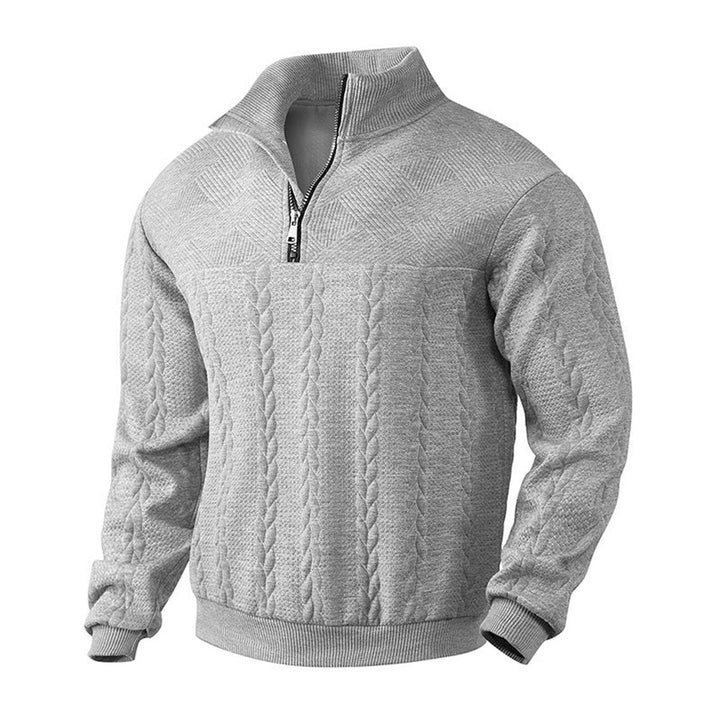 Andreas | Zopfstrick-Pullover mit Viertelreißverschluss für Herren