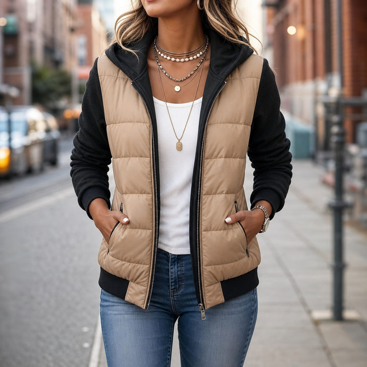 Coeza | Mixed-Media Puffer Jacket mit Strickärmeln