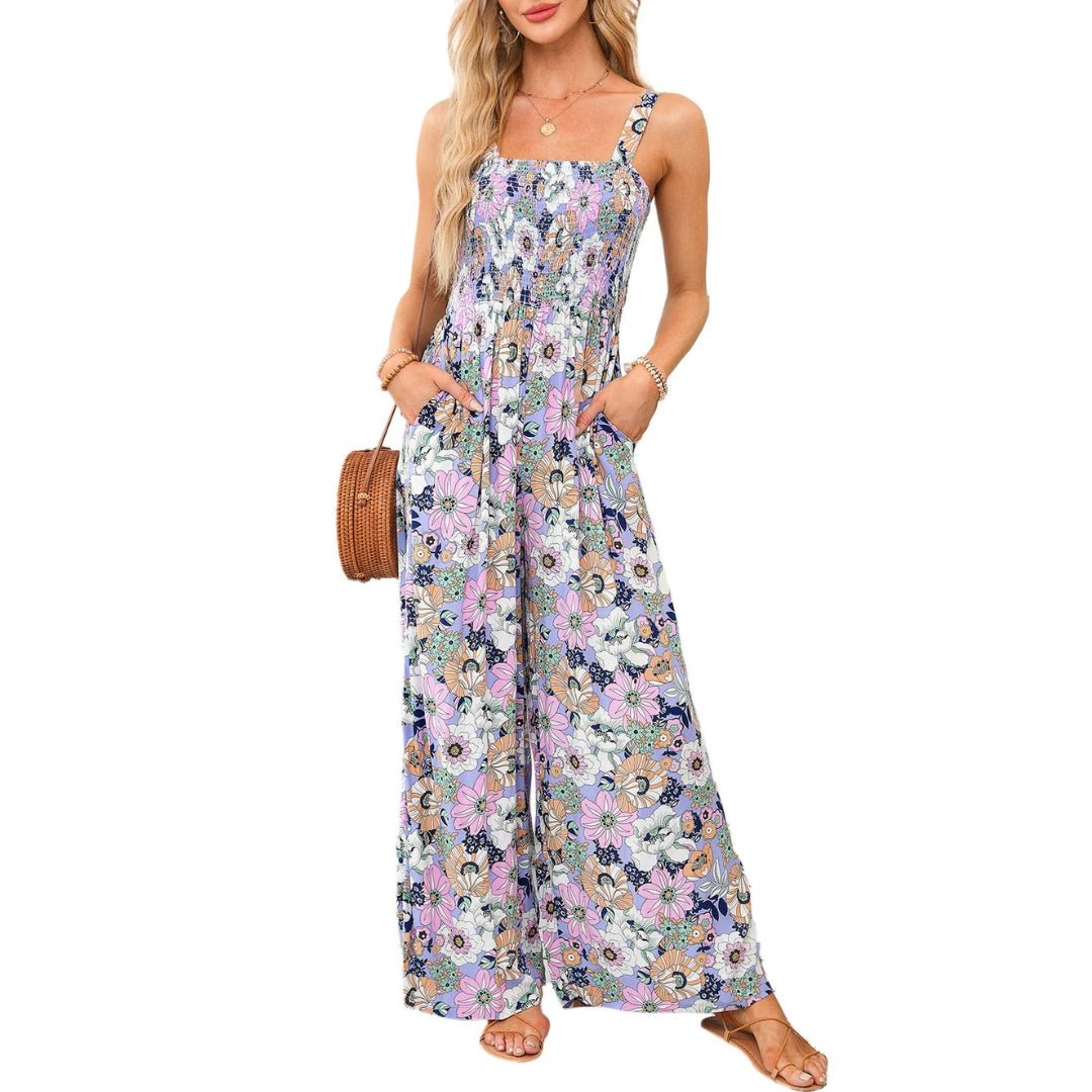 Ursula | Damen-Frühlings-Jumpsuit mit weitem Bein und Blumenmuster