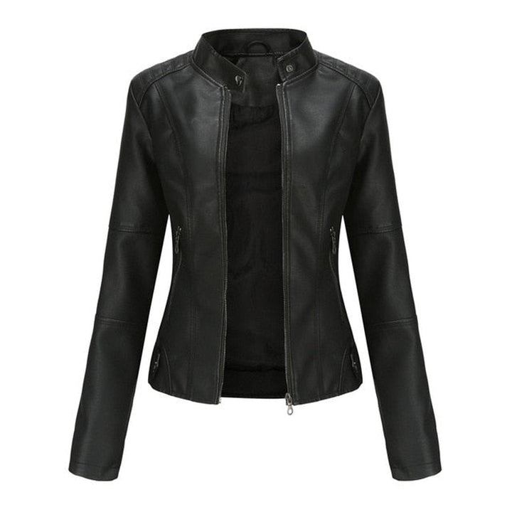 Florence | Cropped Faux Leather Jacket – Stylish Zip-Up for Women