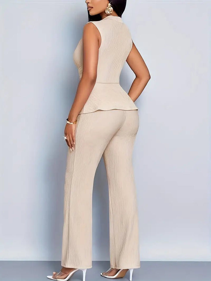 Johanna | Peplum-Wickeloberteil Zweiteiler-Set – Elegante Ausgestellte Hose für Damen