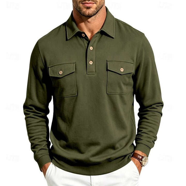 Harold | Langarm Polo-Shirt mit Taschen
