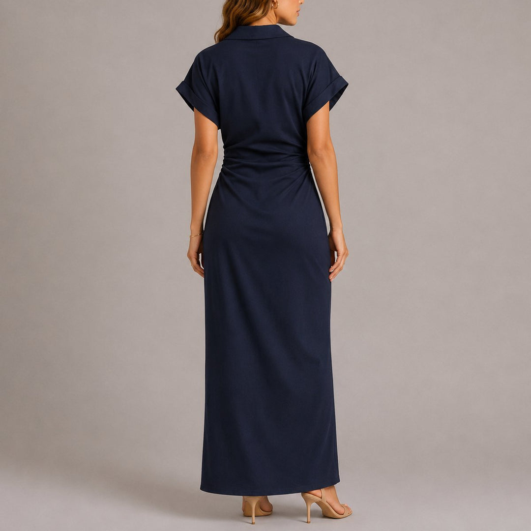 Theresa | Autumn Wedding Dress with Elegant Waist Gathering and Button Placket