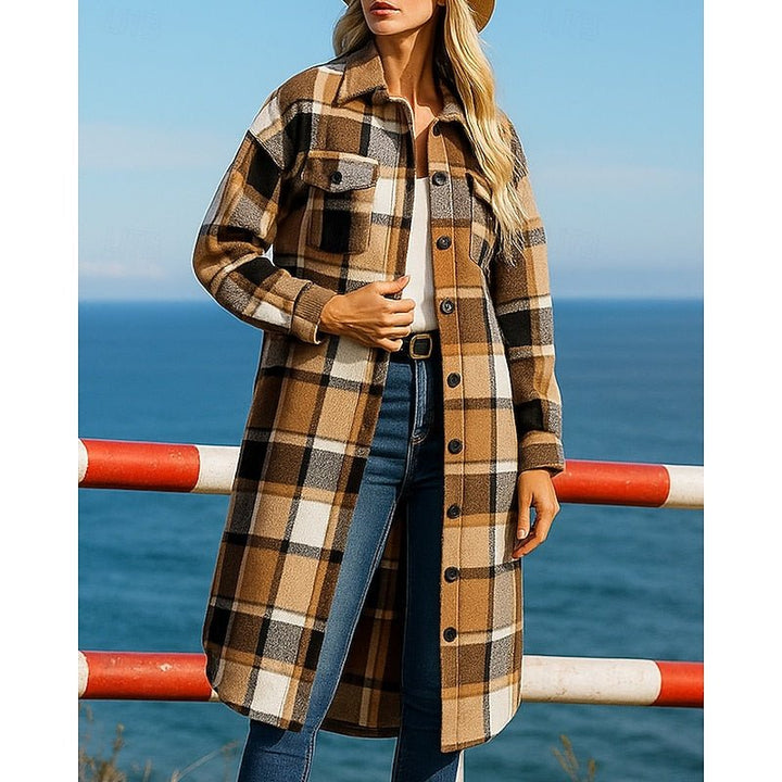 Juniper | Longline Checked Coat – Effortless Everyday Style