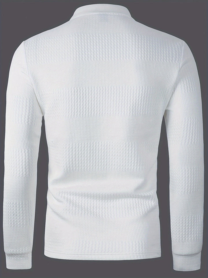 Fletcher | Langarm-Polohemd mit strukturiertem Design